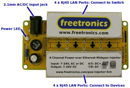 4-Channel Power-over-Ethernet Midspan Injector (Double Sided) - Image 3